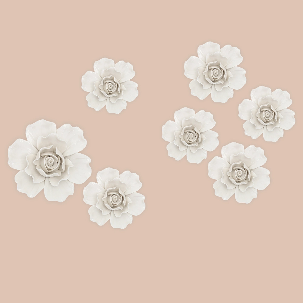 F001W Wholesale/Supplier Ceramic Flowers White Hand Made Flower Porcelain Wall Decor Craft Flores De Pared