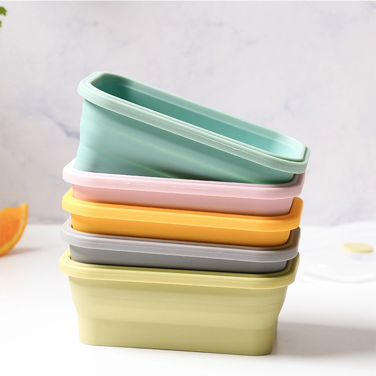 Silicone Folding Lunch Box Food Grade Microwave Heated Lunch Box Large