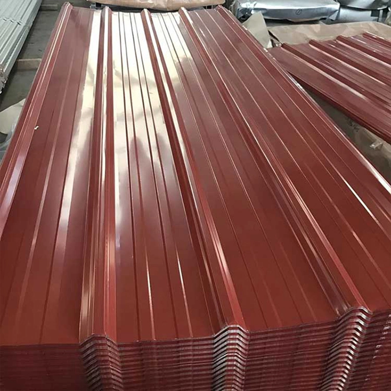 0,12 mm 0,13 mm 0,14 mm 0,15 mm Vermelho RAL revestimento revestido a cores PPGI Chapa ondulada de aço galvanizado para telhados