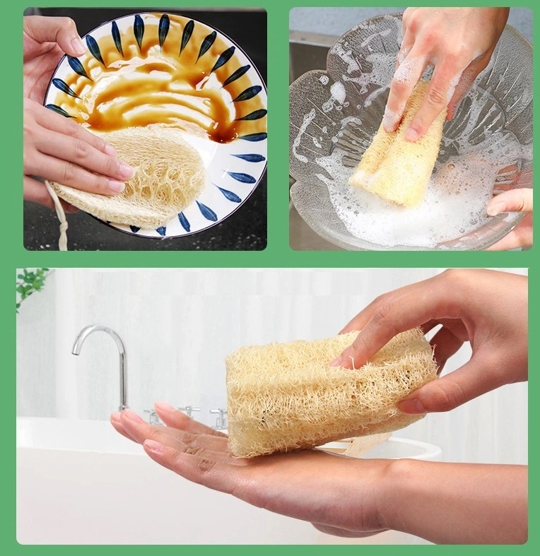 Biodegradable, baño de esponja de masaje esponja Luffa Scrub de ducha limpieza cepillo Scourer Scrubber