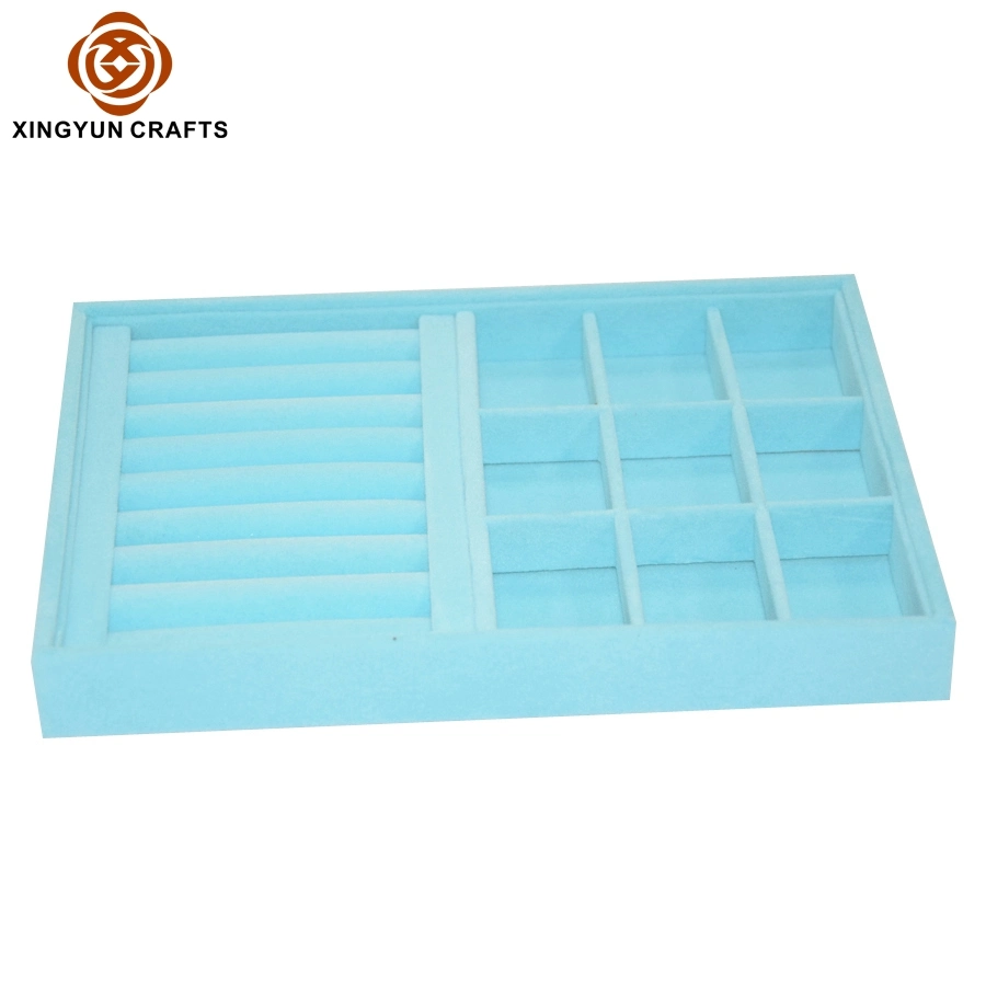 Wholesale Jewelry Ring Slot Display Box Velvet Ring Packaging Tray Box with Cover Stackable