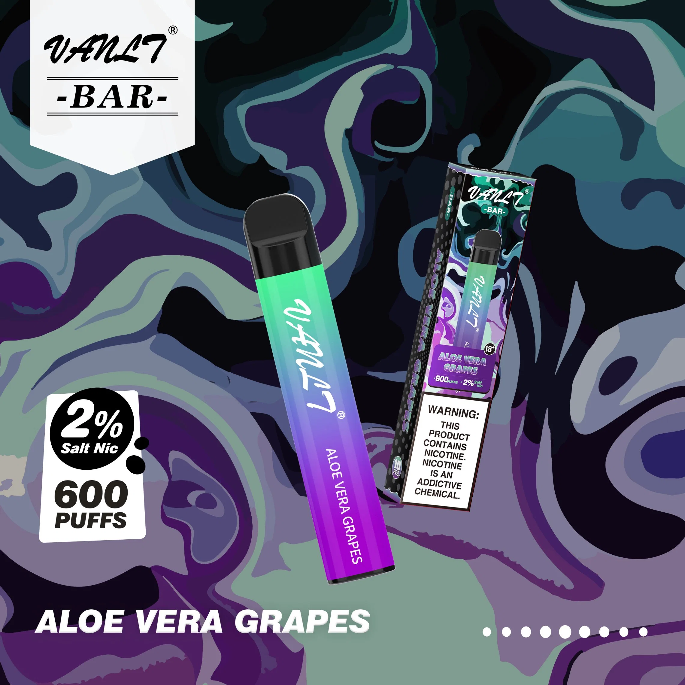 L'ODM personnalisés Vanlt Bar jetables 600 bouffées Aloe Vera raisins E Cigarettes Cigarettes électroniques Pod Vape vaporisateur