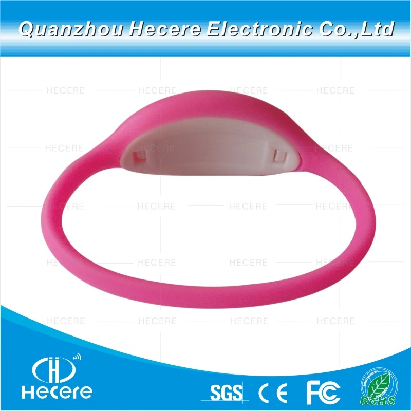 Personalized RFID Lf 125kHz Tk4100 Reusable Silcone Wristbands Plastic Cover