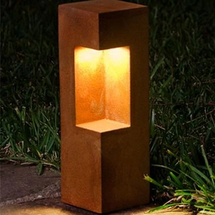 Outdoor Metal Garden Lighting Rusty Corten Steel Lamp for Decor