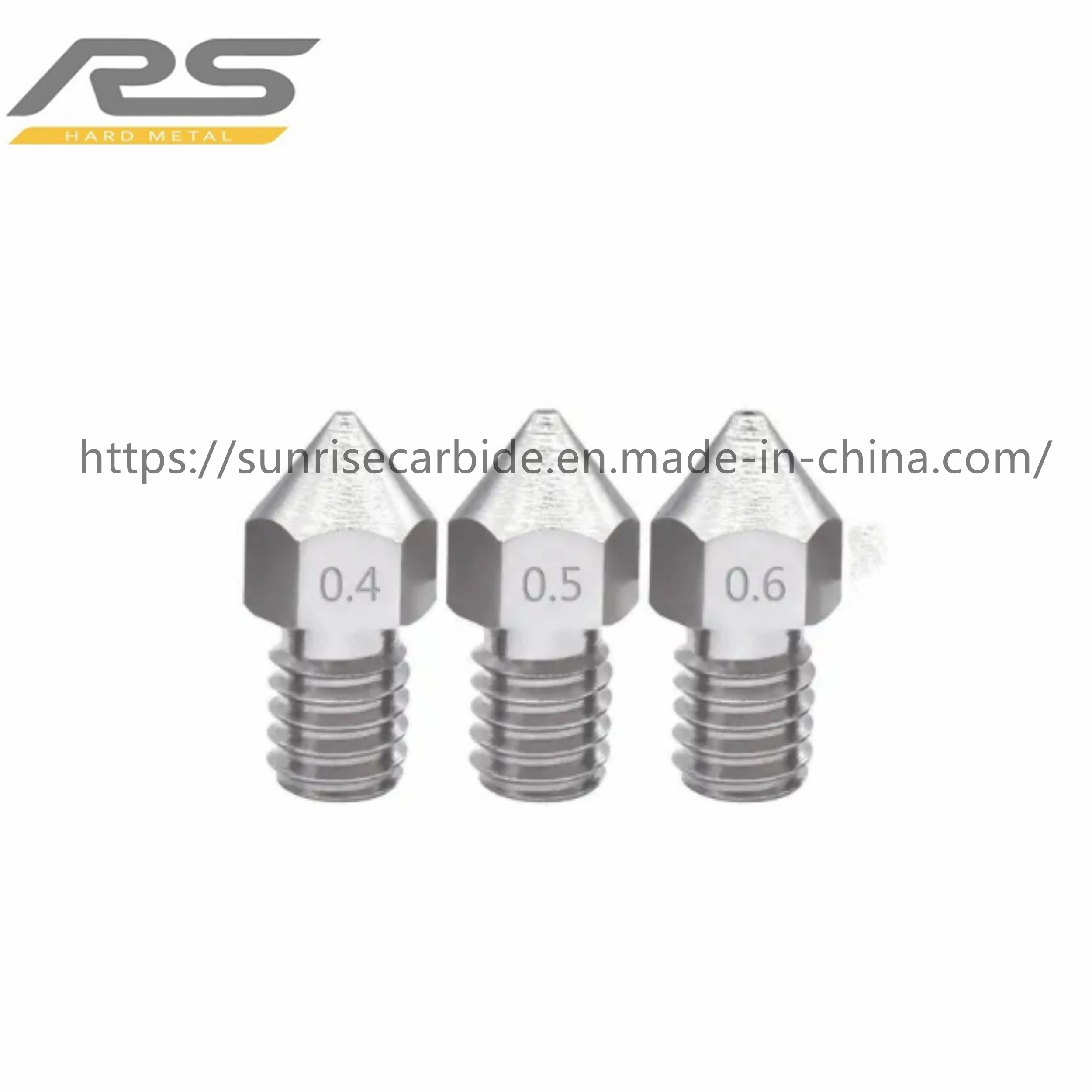 Tungsten 3D Printer Nozzles with 0.4mm Filament & M6 Thread Made in China