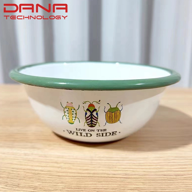 Artigos de mesa para uso no restaurante uso do Classic porcelana esmalte Bowl Spoon Conjuntos de placas em conjunto de louça branca de esmalte