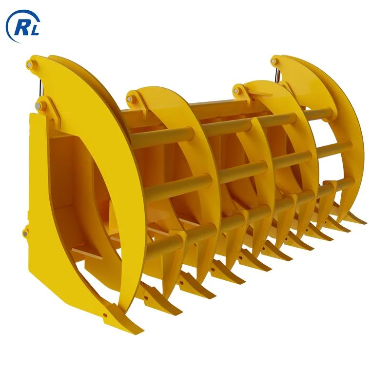 Qingdao Ruilan Customize Front Wheel Loader Root Rake Grapple Grass Grapple