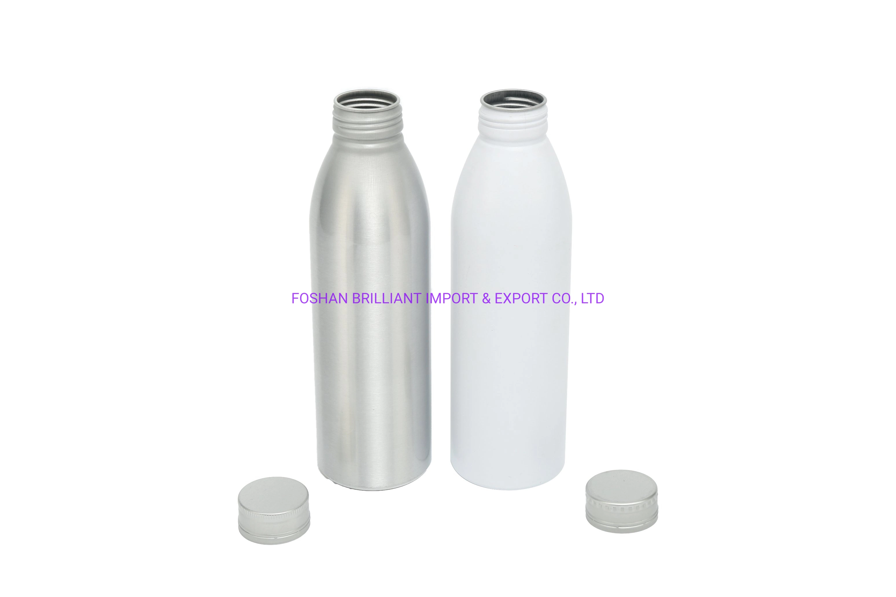 De Aluminio recubierto de grado alimenticio vaso de agua de los envases de metal blanco plateado la botella de aluminio con cierre ROPP 200ml 300 ml 400 ml 500ML 600ml 700 ml