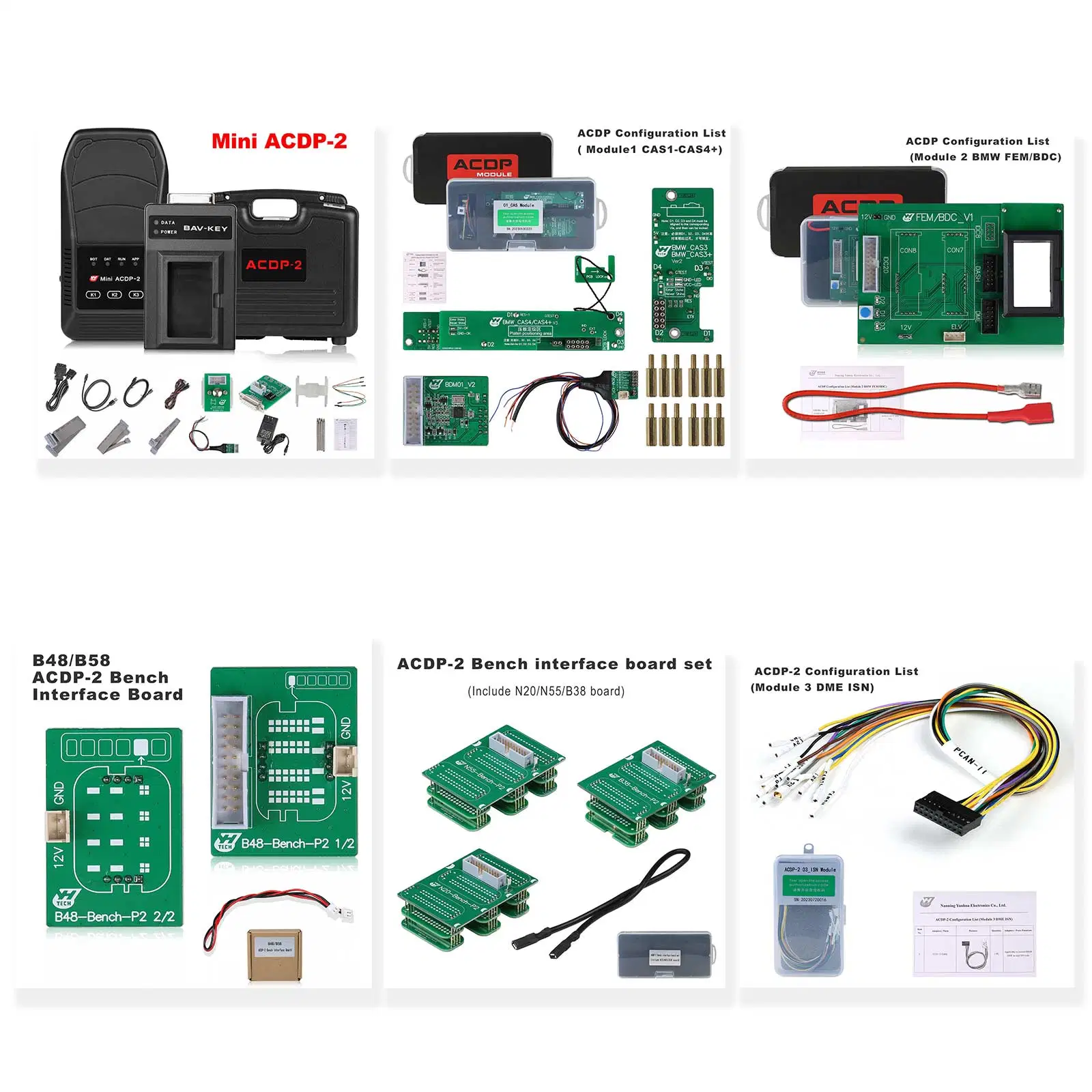 Yanhua Mini Acdp-2 BMW IMMO Package with Module1/2/3 for BMW CAS1-CAS4+/Fem/BMW Dme Isn Read & Write Added B48/N20/N55/B38 Bench Board