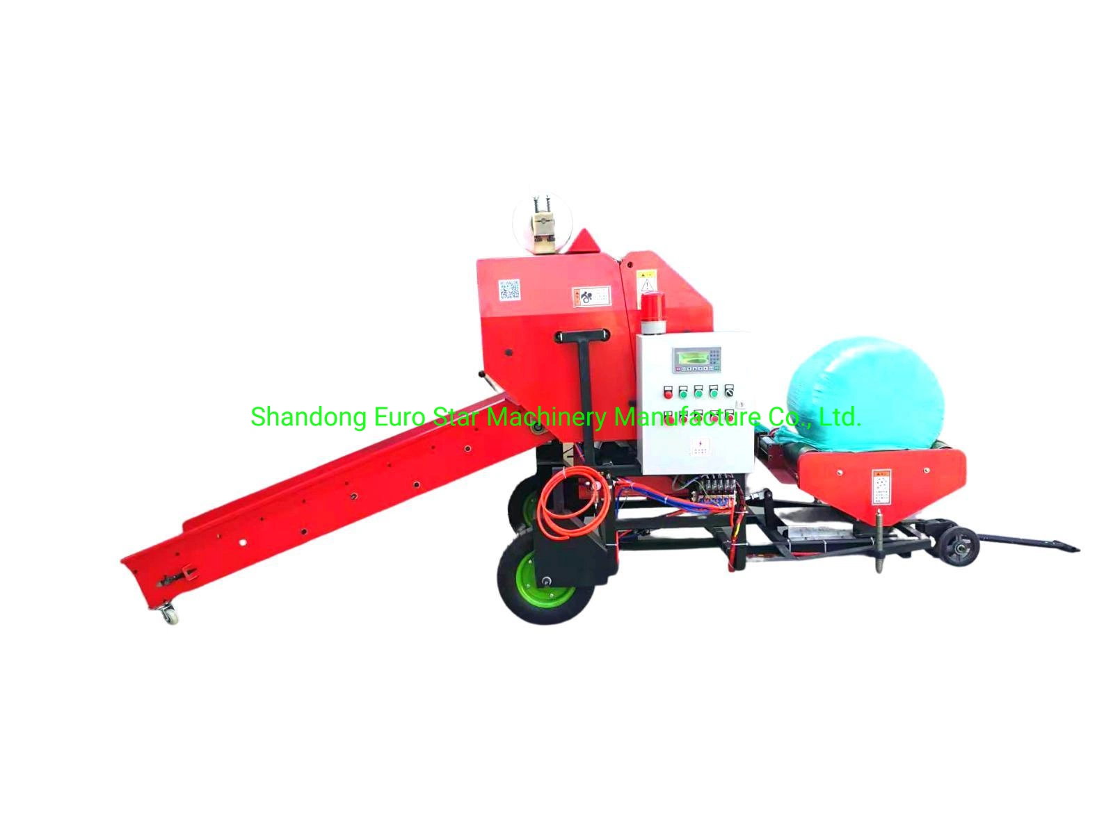 Beschichteter Motor Automatische Ballenpresse und Strohhalm Wrapper Silage Grass Bale Verpackungsmaschine Ballenpresse Mais Mais Mais Mais Kleine Mini Runde Hay Tier Maschinen Zur Vorschubbearbeitung Maschinen