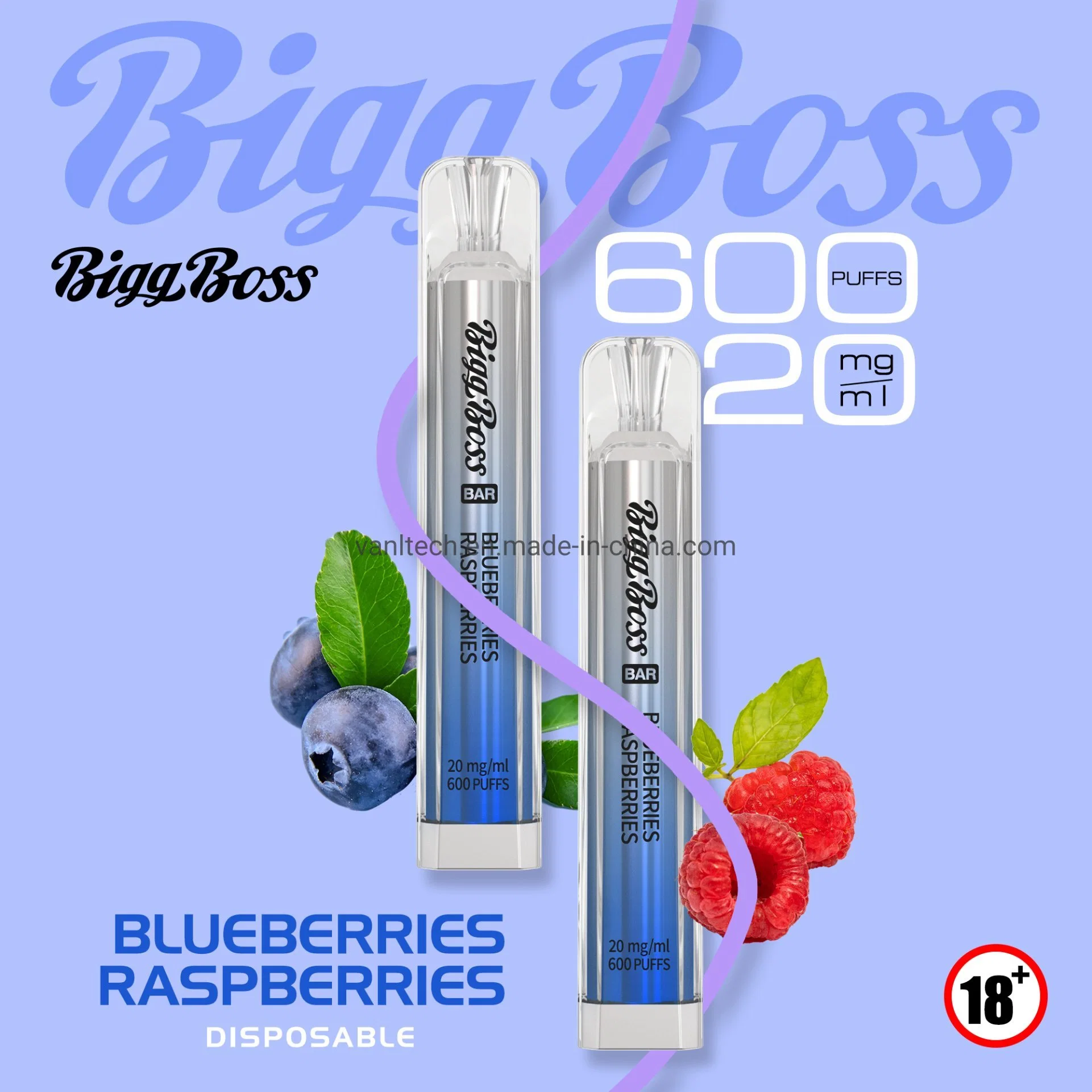 Pre-Filled Bigg Boss Bar 600 Puffs Fruit Flavor vape Disposable/Chargeable Vapes Nicotine Free E Cigarettes 20mg Nic Vape Juice Ske Crystal Bar