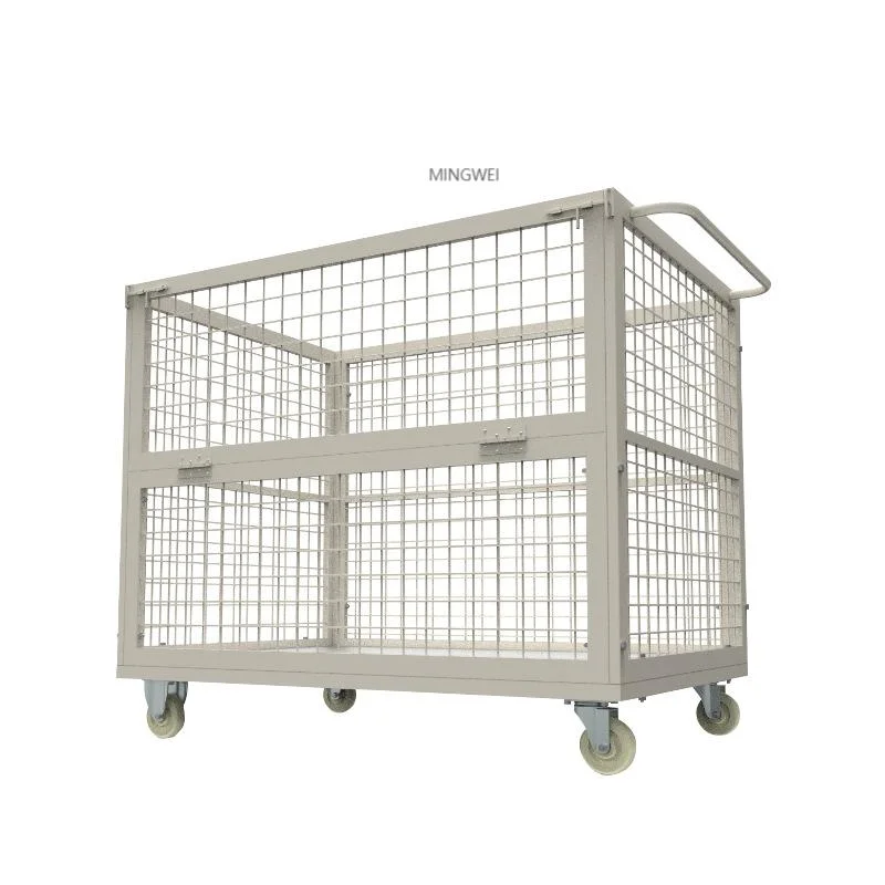 Mingwei Powder Coated Cage Metal Box Wire Mesh Steel Pallet Box