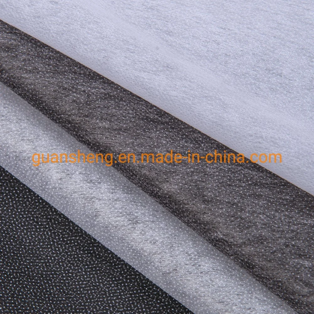 Made in China High Quality Non-Woven Interlining Basic Fabric Fusible Interlining Fabric Made of Nylon and Polyester White Black Charcoal Col