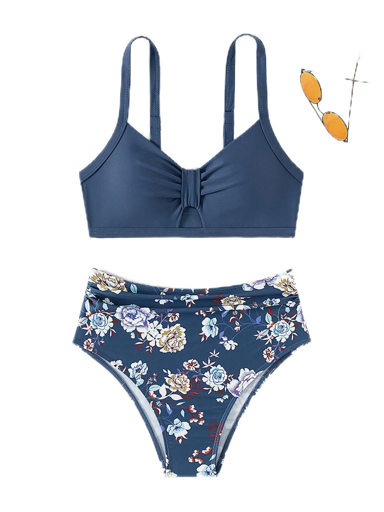 Women Sexy Print Bikini Set Dark Blue Suits 2 Piece Beachwear