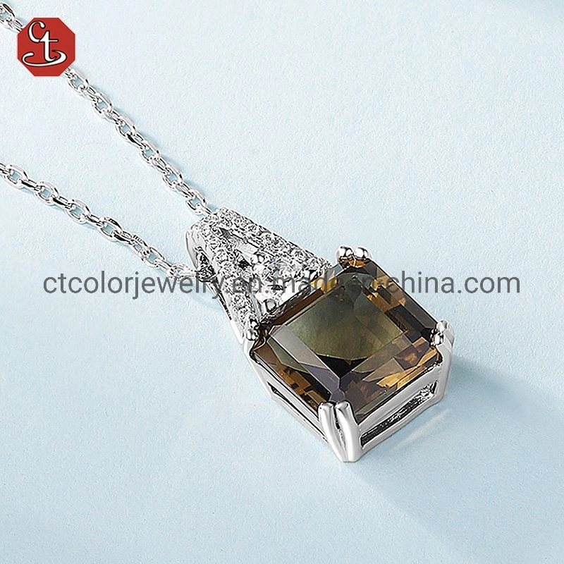 Fashion Jewelry Accessories Square Natural Citrine Necklace for Gift