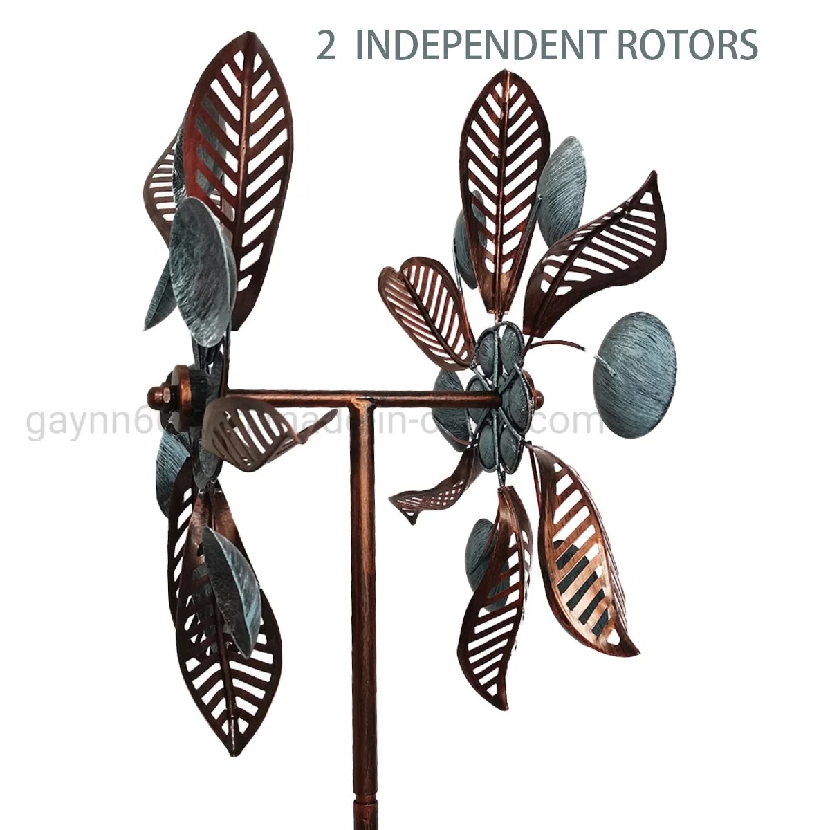 Classique Bronze & Patine Couleur Métal Moulin à Vent Cinétique Spinner pour la Décoration de Jardin Maison Pelouse avec 2 Éoliennes de 75 Pouces de Hauteur