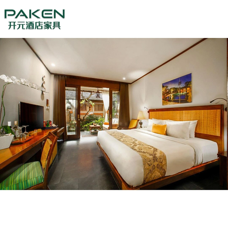 Bali Resort Villa Habitación de invitados Cama King Size de madera Conjunto de dormitorio Muebles para el hogar Muebles de dormitorio de hotel de playa de lujo