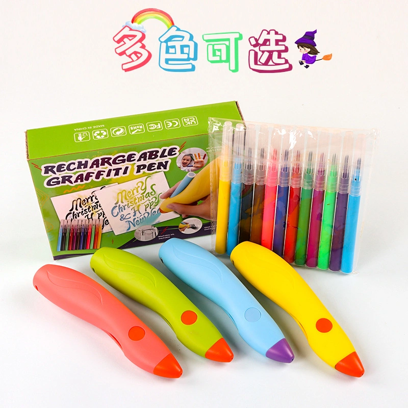 Electric Inkjet Pen Children's Magic Colored Graffiti Gift Set Washable DIY Inkjet Pen Painting Tool