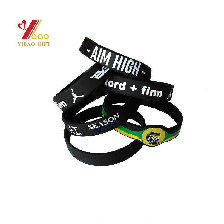 Hot Selling Eco-Friendly Economical Bright-Colored Customized Rubber Fashion Watch Style Debossed Imprint Silicone Wristband Silicone Bracelet (YB-SW-033)