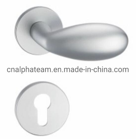 Economic U Shape Stainless Steel Hollow Door Lever Handle Hardware on Round Rosettes with Escutcheons