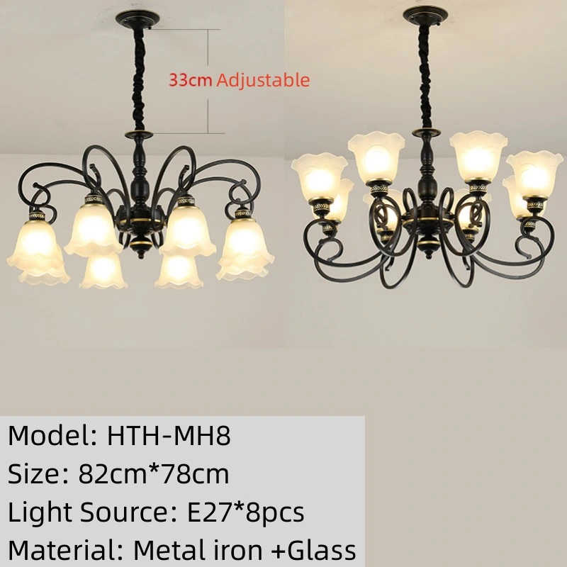 Handwork Iron Art+Frosted Glass Kapok Ceiling Pendant Light with E27*5/6/8/10 Light Fixture (HTH-MH)