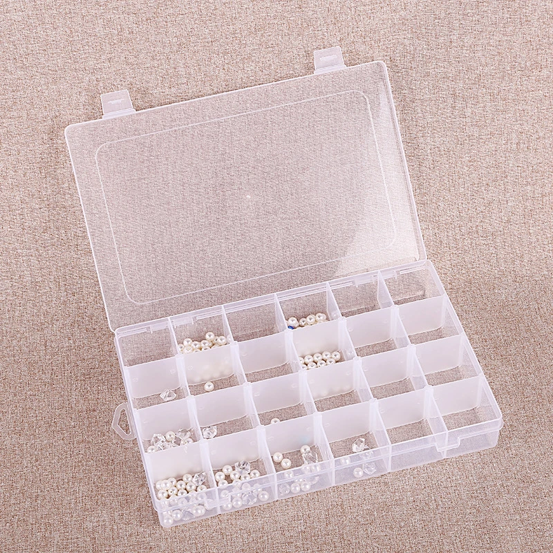 Clear Plastic Organizer Jewelry Box Bead Storage Container Case with Removable Dividers