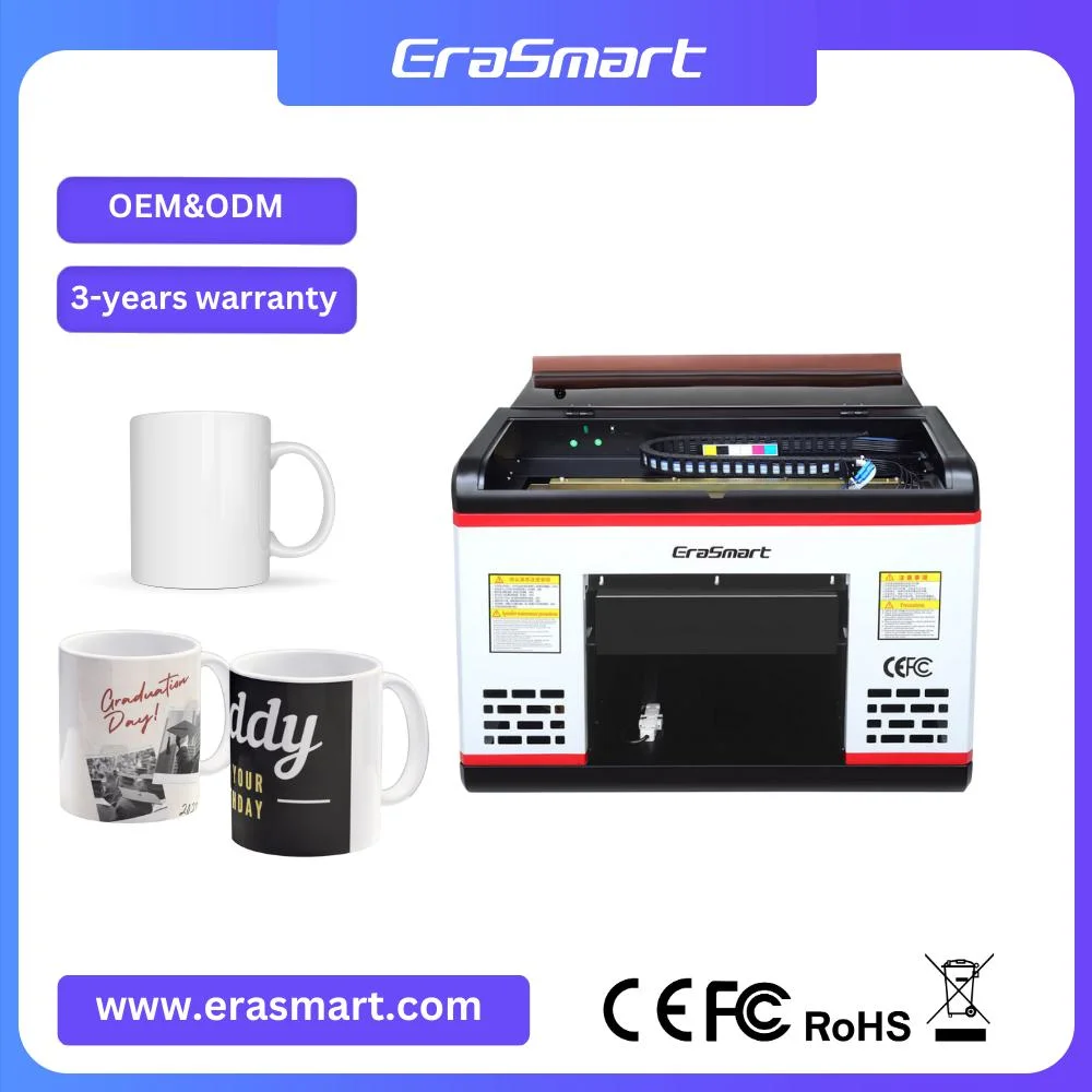Erasmart Best UV A3 Flatbed Printer 1390 Head Printer Machine for CD Cup ID Card Player Printing