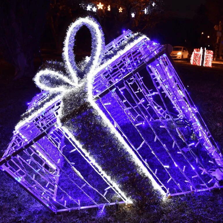 Decoración de Navidad exterior de la calle 220V LED caja de regalo Motif Luz