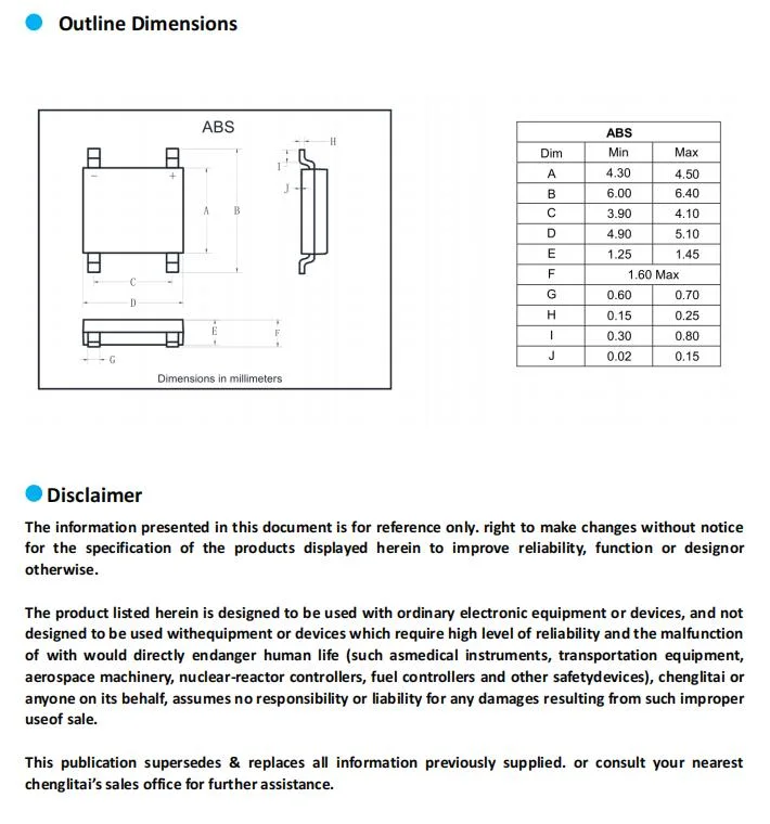 Rectifier Diodes ABS Bridge Rectifier ABS22 Diode