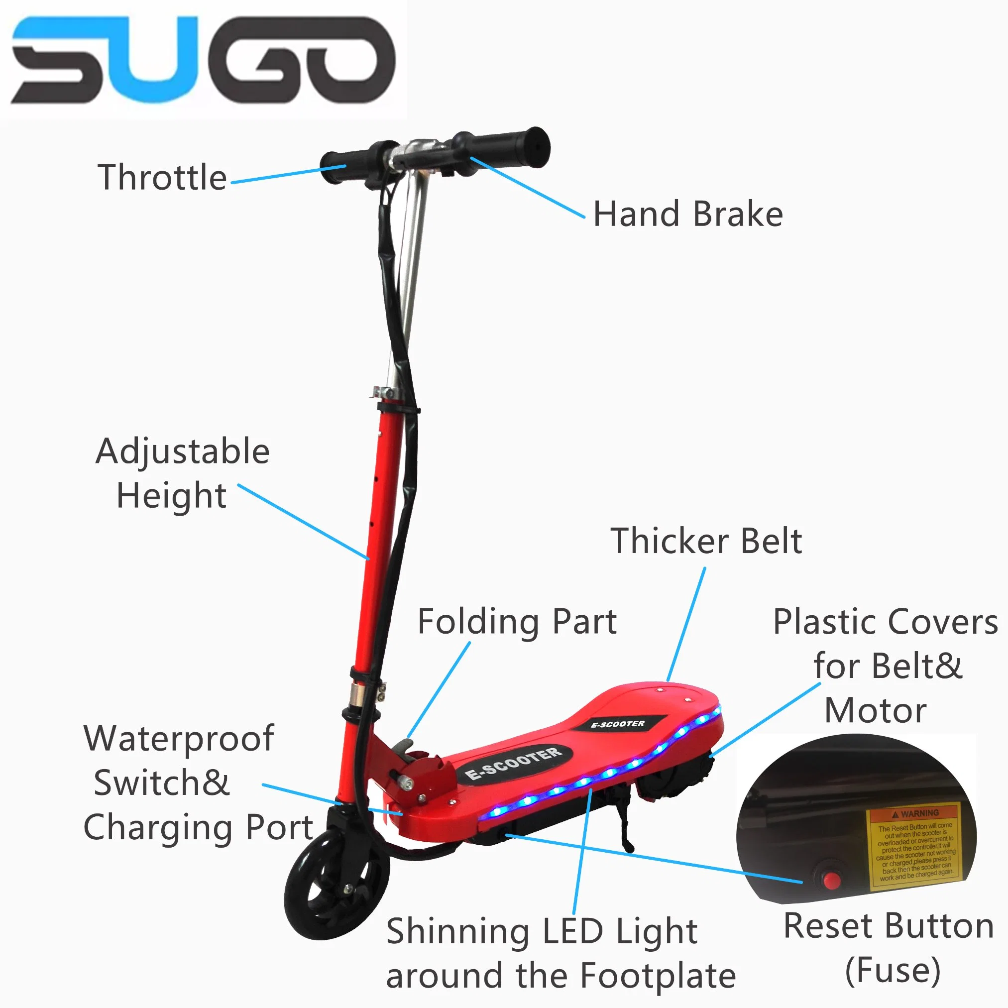 Amazon Scooter électrique Vente chaude avec pliage de lumière LED Kids Scooter électrique