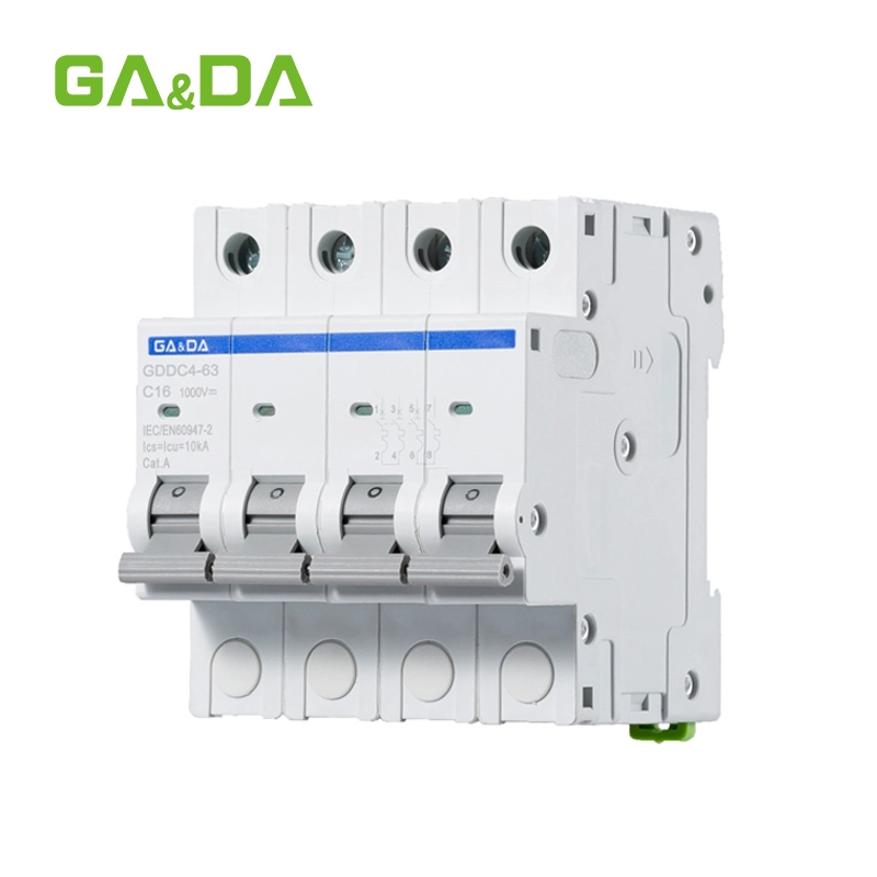 DC MCB 2p 4p DC Mini Circuit Breaker 16A Solar Power Switch Overload Protector and Short Circuit Protection