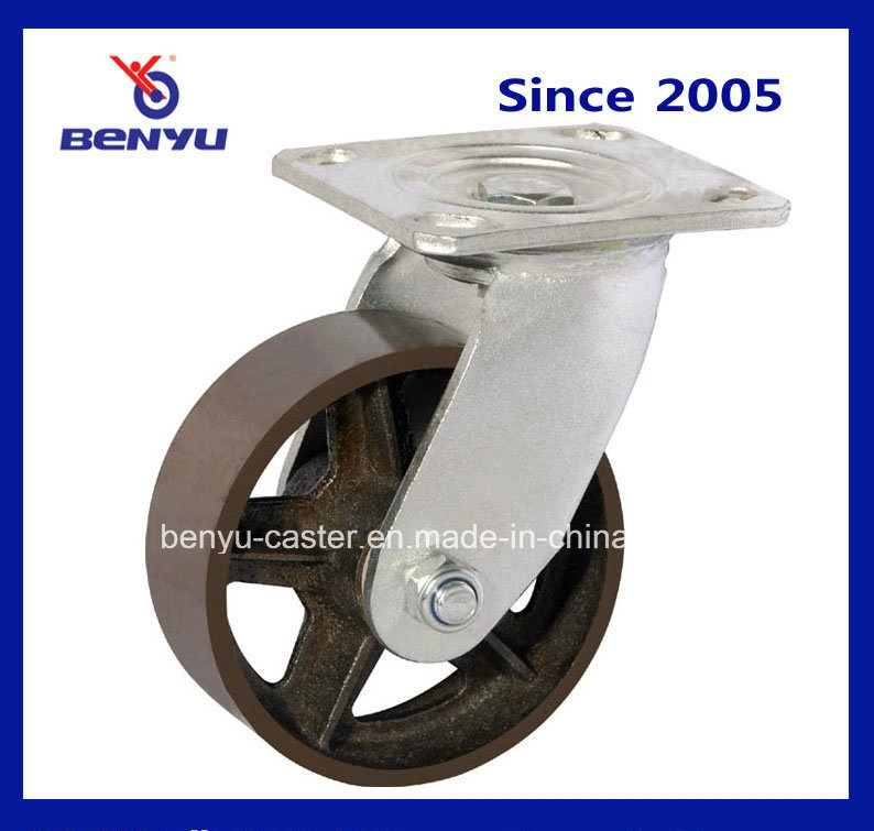 Top Plate Mouting Cast Iron Cart Wheel Caster Side Brake