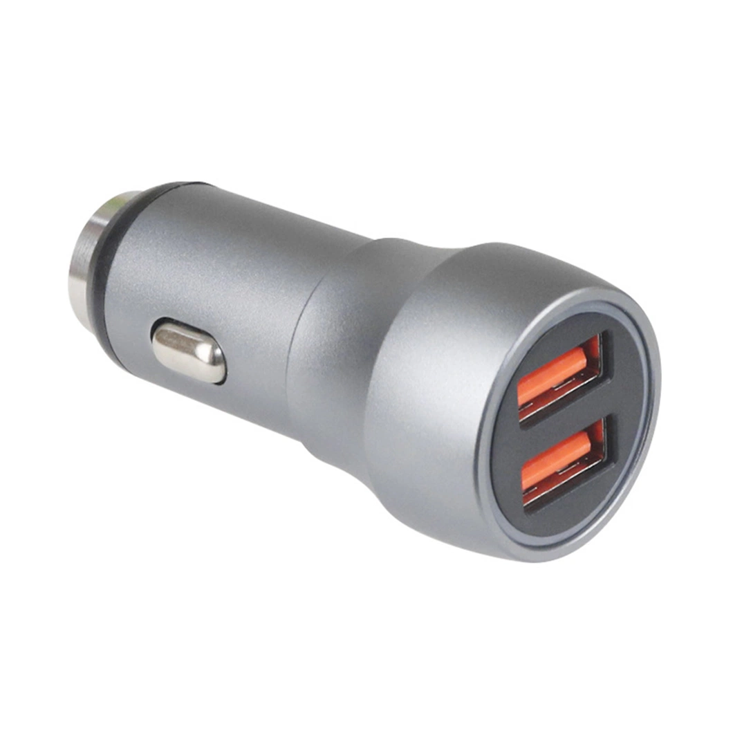 Dos puertos USB Cargador de coche de aleación de aluminio Shell 3.1A QC3.0+USB-C de carga rápida de cargador de coche para 12-24V Modelo de coche