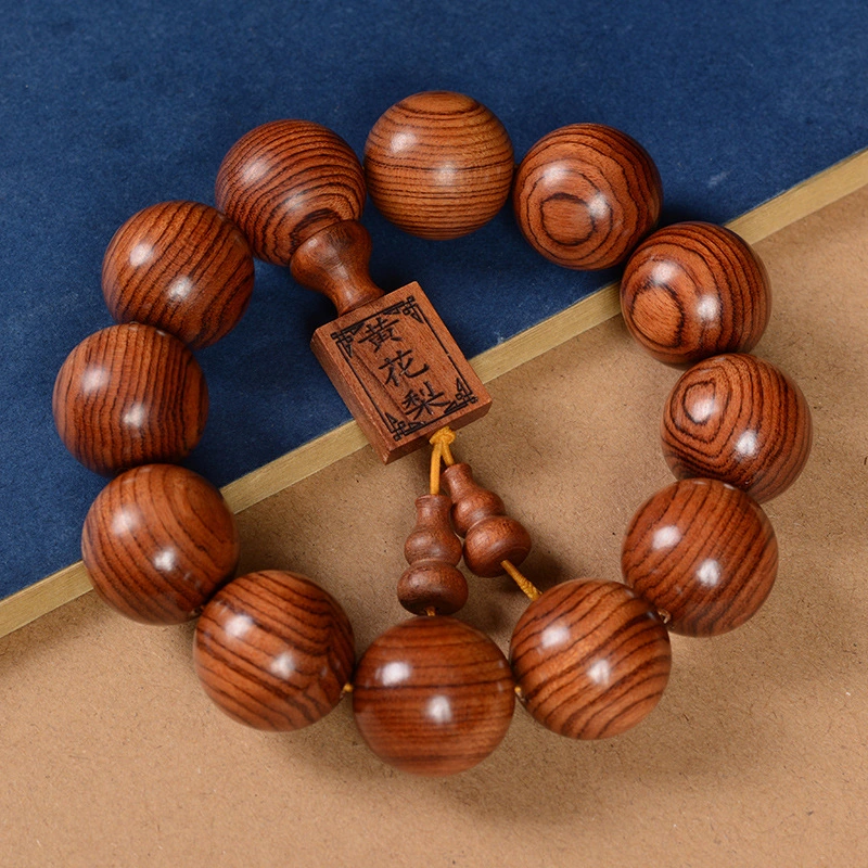 Big Leaf Huanghua Pear Buddha Bead String Mahogany Bracelet Play Factory Wholesale/Supplier