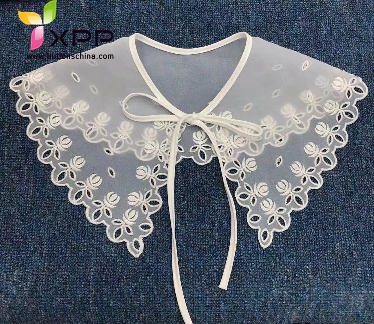 3D White Good Cotton Neck Collar Lace