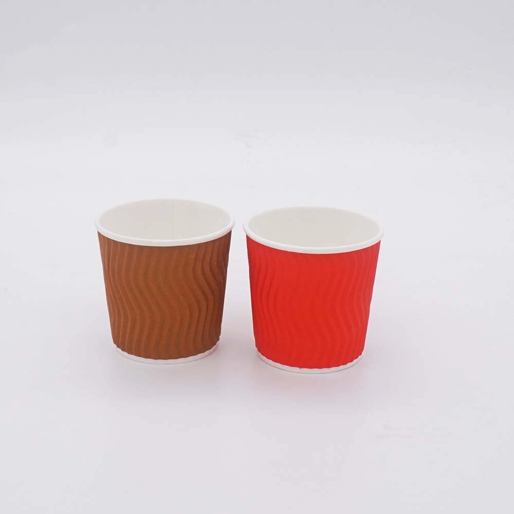 Custom Logo Printed Red White Black Disposable 6oz 8 Oz 12 Oz 16oz Double Layer Triple Wall Kraft Paper Coffee Cup for Hot Drink