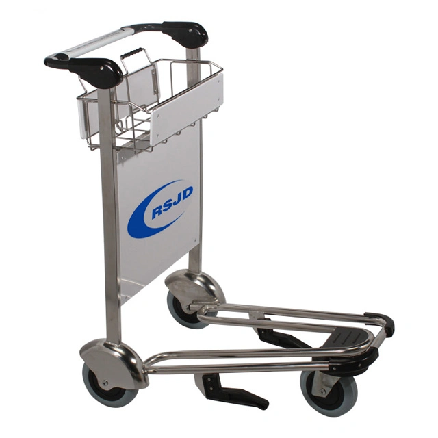 Best Stainless Steel 4 Wheels Airport Hand Baggage Luggage Trolley Carts with Brake Supplier