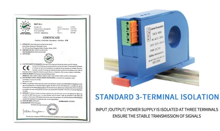 Sensor de corriente CA CC 0 600A La corriente de fuga de 4-20 mA transmisor 0-10V 0-5 V salida DC24V de alimentación Transductor de corriente para la venta