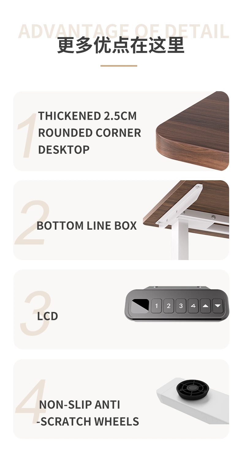 Mesa de mesa ajustable de altura eléctrica con elevación de motor doble de soporte Sit Mobiliario Escritorio de pie