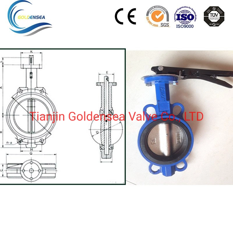 Prices List Manual Wafer Type Rubber Soft Seal with Signal Flange Water Butterfly Valve