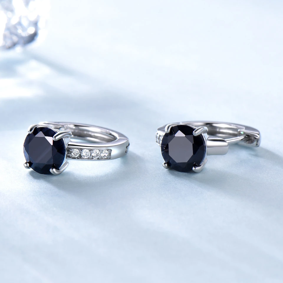 925 Silver Luxury Natural Black Sapphire Jewellery Set