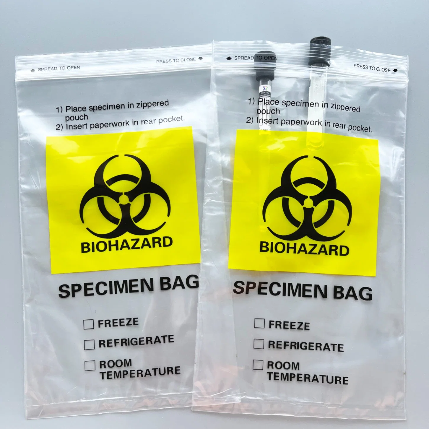 Customized 3 Layers / 4 Layers Laborary Eco-Friendly Biohazard Medical Sample Dental Kangaroo Transport Collection 95kpa Zipper Specimen Bag