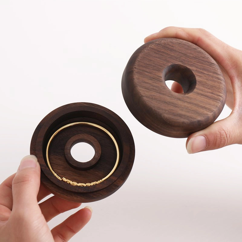 Circular Wooden Jewelry Storage Box Creative Storage Items