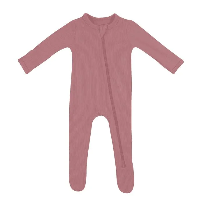 Baby's Essentials Ribbed Zipper Footie Dual Zipper Strechy Soft Infant Apparel