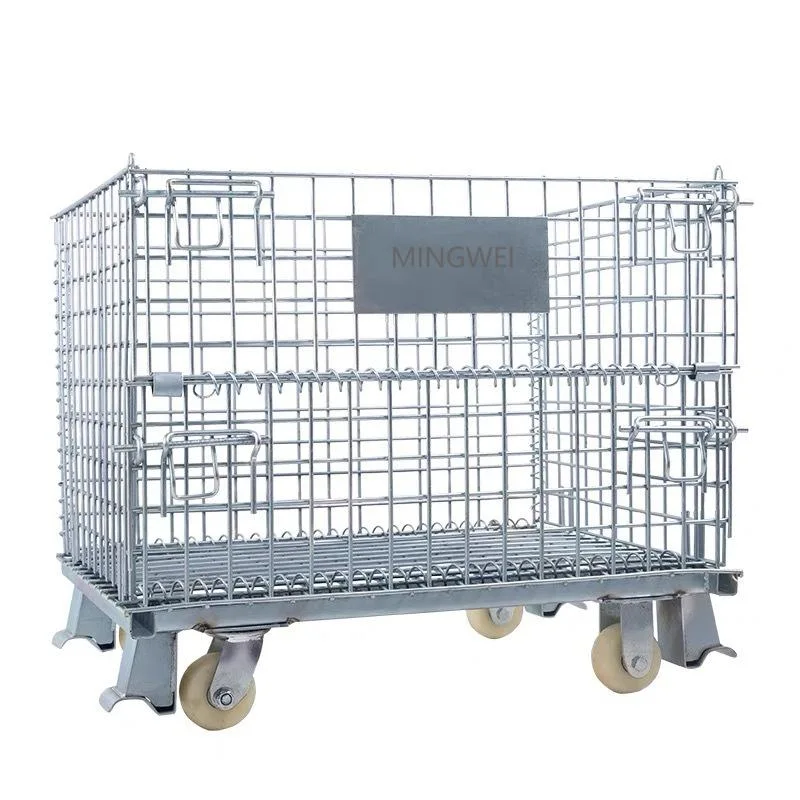 Contenedor de almacenamiento de jaula de metal de gran capacidad de acero pesado Mingwei Caja de metal