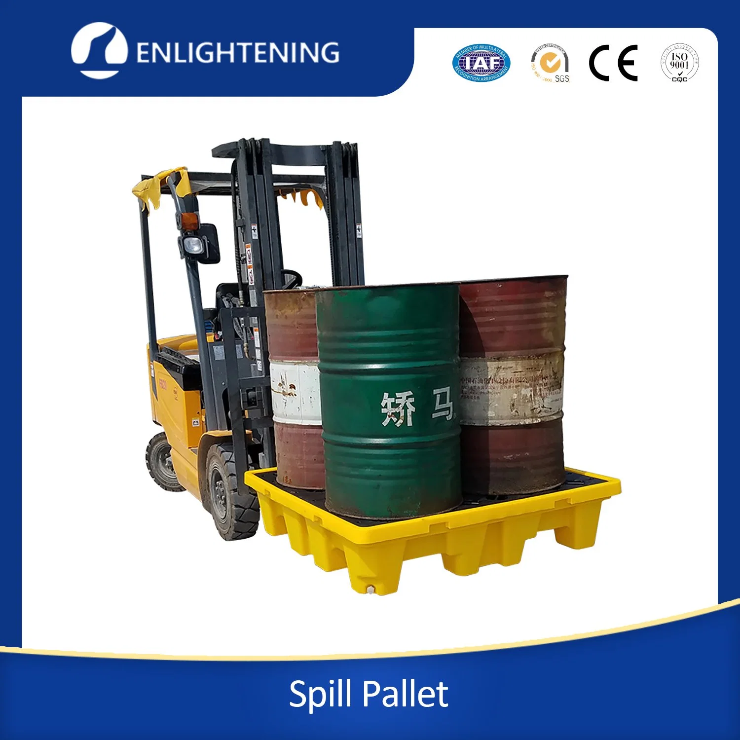 Heavy Duty Industrial Durable Polyethylene 4 Drum Spill Containment 2 Drum Plastic Pallets Spill Containment Pallet for Chemical Storage