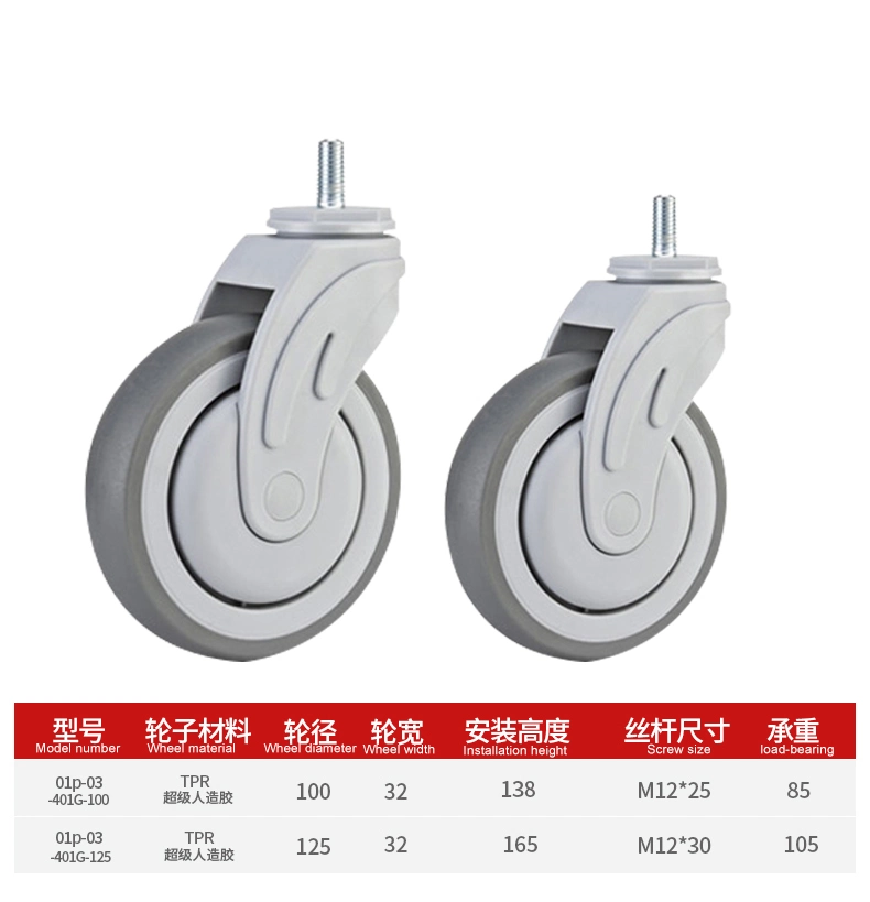 China Medical Silent Casters with Brakemedical Silent Casters with Brakefactory Price of Domestic 345-Inch High-Quality Medium-Sized