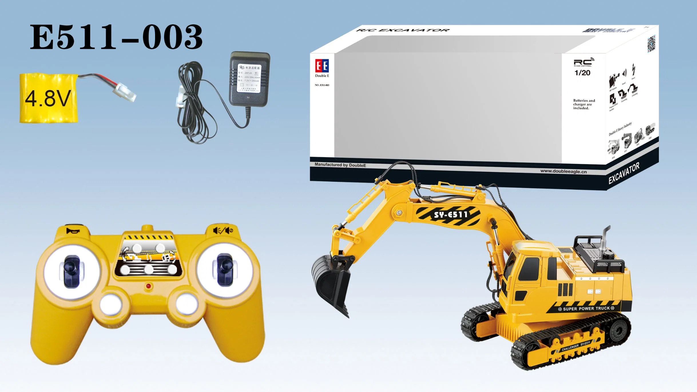 اللودر ذو المحراث الخلفي RC JCB 1: 20 أدوات التحكم عن بُعد للراديو الكهربائي للسيارة R/C (H04460014)