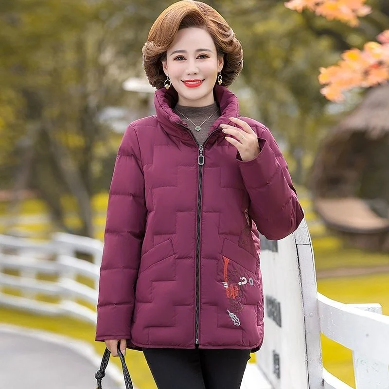 Mamá Middle-Aged invierno corto Down Jacket Middle-Aged mujeres y ancianos chaqueta