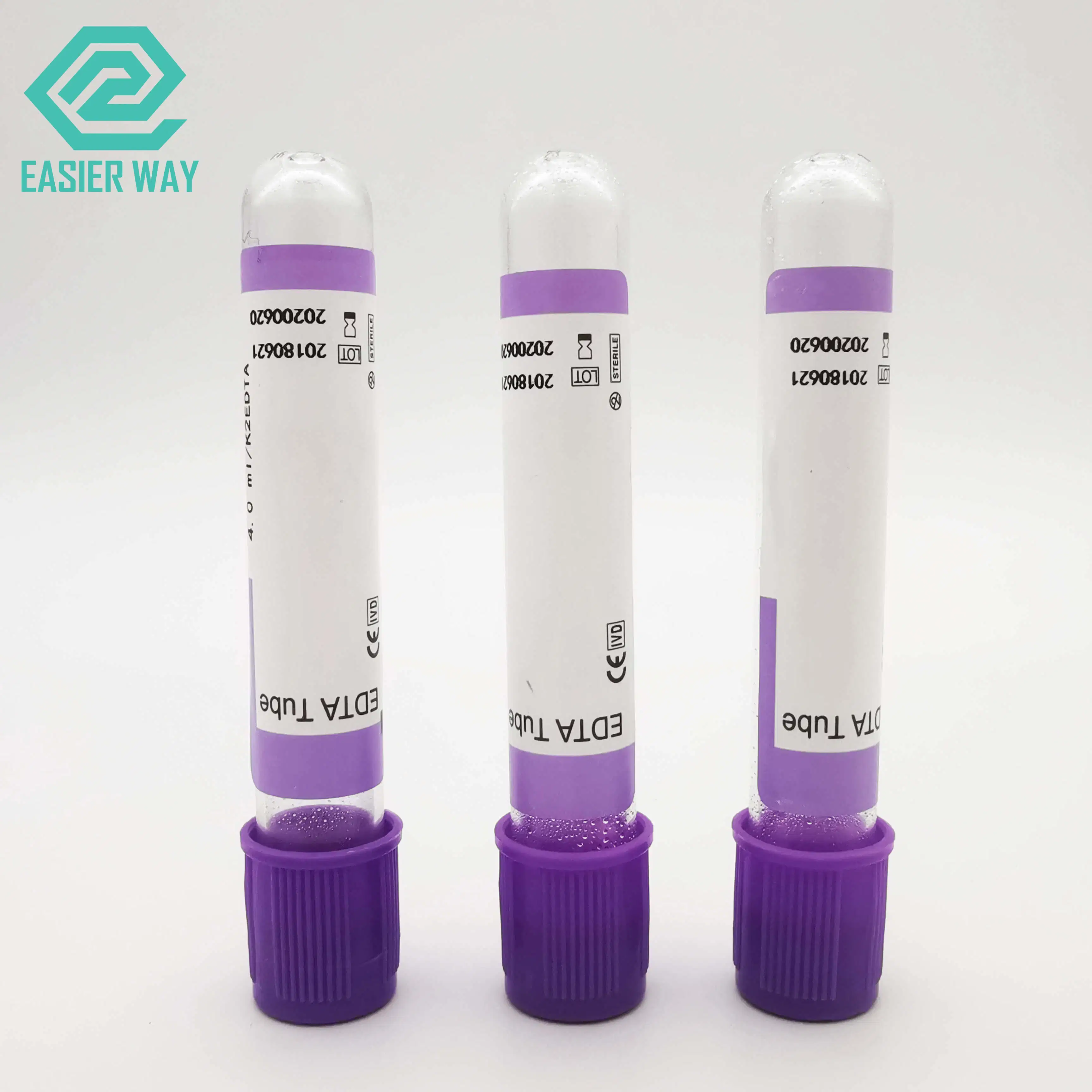 Violet Lavender Top EDTA Vacuum Blood Collection Tubes